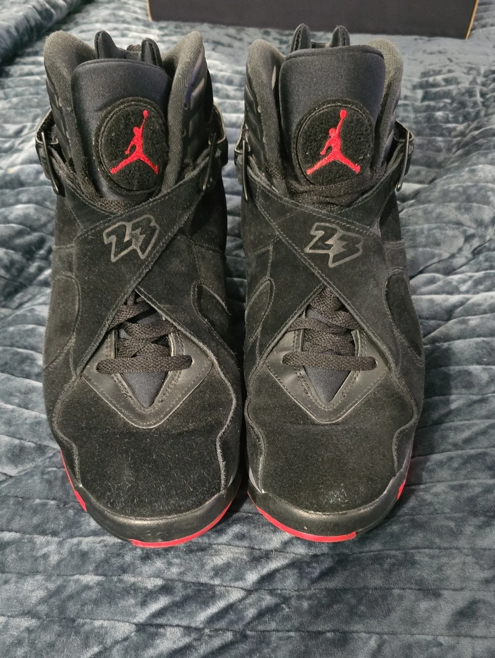 Nike Black and Red Jordan 8 High-Top Sneakers